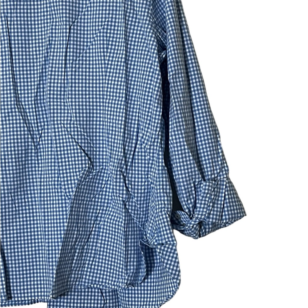 JCP | Blue/white checkered plaid cotton button down long sleeve shirt si… - Picture 8 of 12
